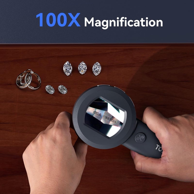 TOMLOV P10 Microscope for Adults Kids, Handheld Coin Magnifier with Light for Error Coins, Portable Trichome Magnifying Glass 100X, Collector Pocket Jewelers Loupe, Digital Microscope with 2" Screen - Image 4
